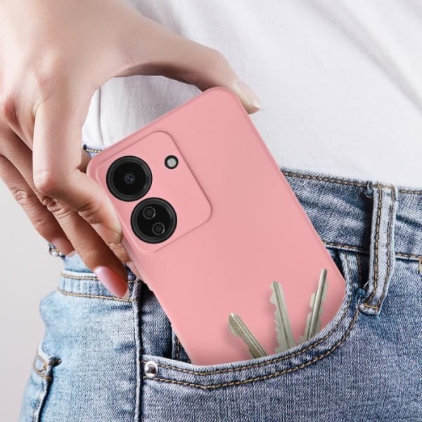 Kotelo Xiaomi Redmi 13C:lle puolijäykkä, pehmeä mattapintainen puuteri Rosa