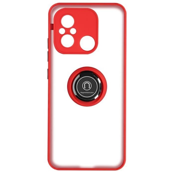 AVIZAR Beskyttelsesetui til Xiaomi Redmi 12C - Bi-materiale - Metalring - Rød Röd