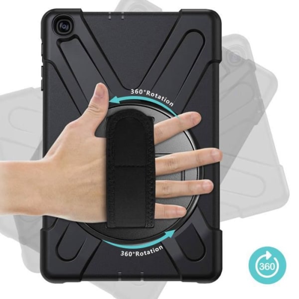 Coque Galaxy Tab A 10.1 2019 - AVIZAR - Hybride - Rotérbar Greb - Stativ Støtte - Sort Svart