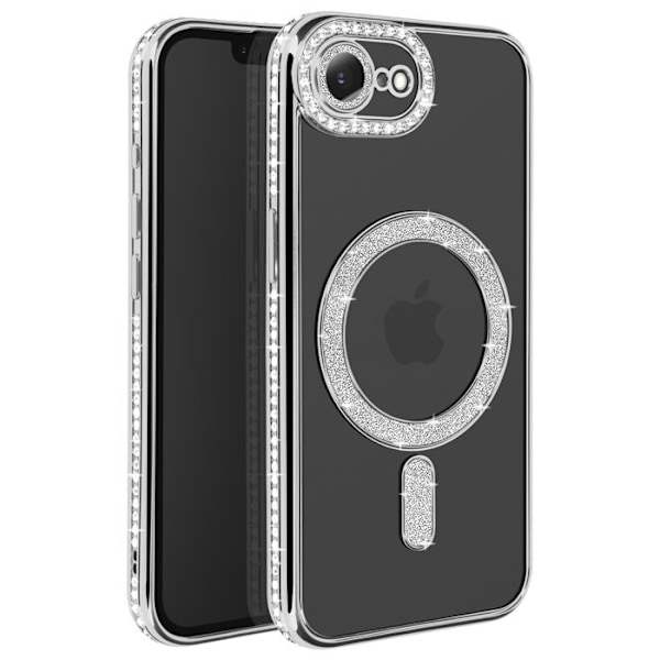 Coque Diamant för iPhone 16e MagSafe Contour Strass Silver Grå