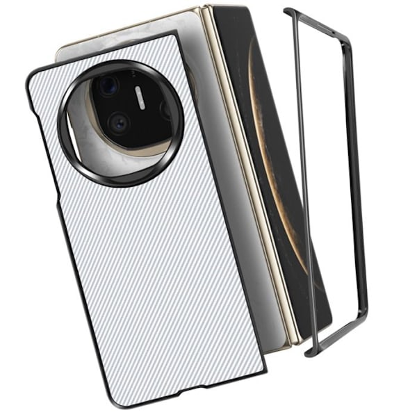 Coque i kolför radar Huawei Mate X6 Vävd Läder Silikon Kant Vit Vit