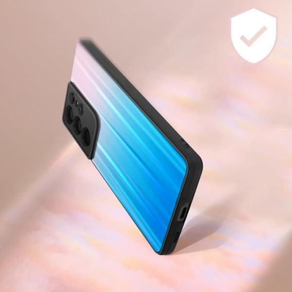 Coque - AVIZAR - Samsung Galaxy S21 Ultra - Holografisk - Bi-materie - Lyserød og blå rosa och blå