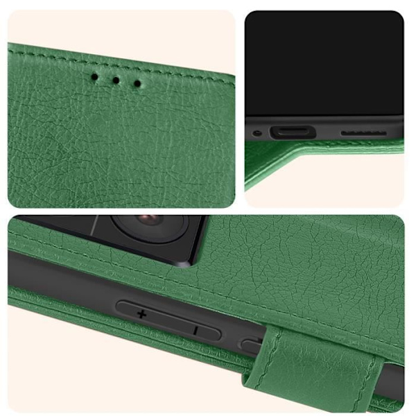 Kotelo Xiaomi 13T:lle ja 13T Prolle - AVIZAR - Chesterfield Series - Jalustatoiminto - Vihreä Grön