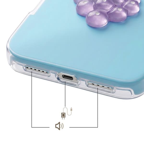 iPhone 17 Pro Cover med 3D Relief Vindrue Mønster og Hævet Blå Kant Blå