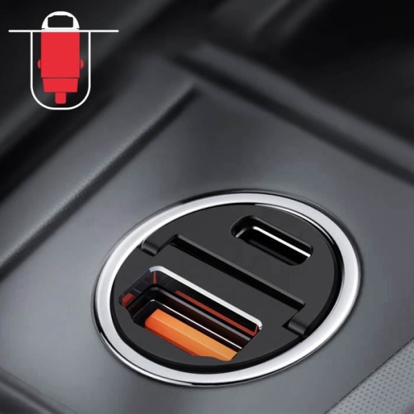Lader Bil - Swissten - Nano - Ultra-kompakt - 30W - USB-C og USB Svart
