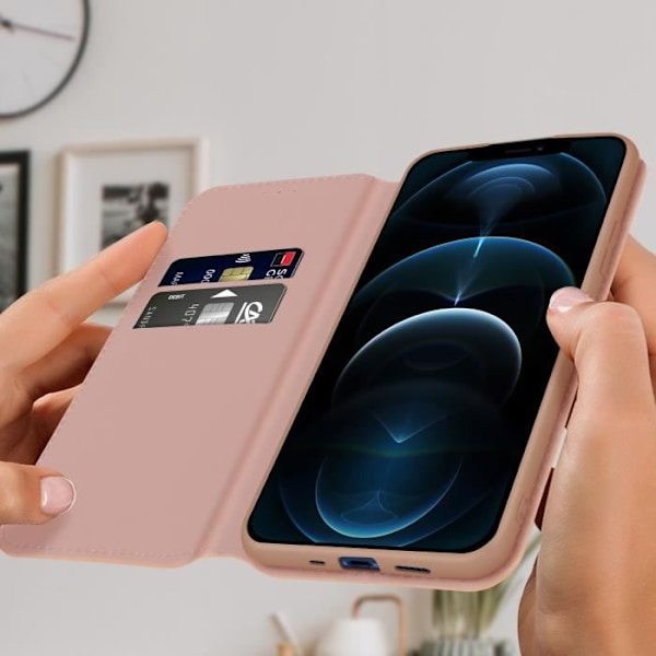 Housse Folio - AVIZAR - iPhone 12 Pro Max - Rosa - Videostöd - Fack för kort Rosa