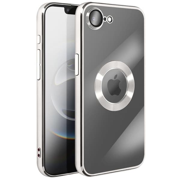 Skydd för iPhone 16 - AVIZAR - Mjuk Silikon - Silverfärgad Kant - Stötskydd - Elegant Grå