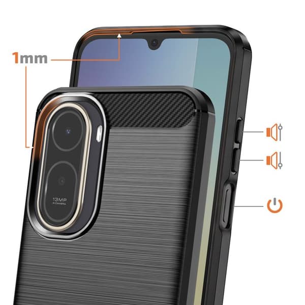 Siliconfodral för Redmi A7 Pro med kolfiber-effekt, borstad textur, svart Svart