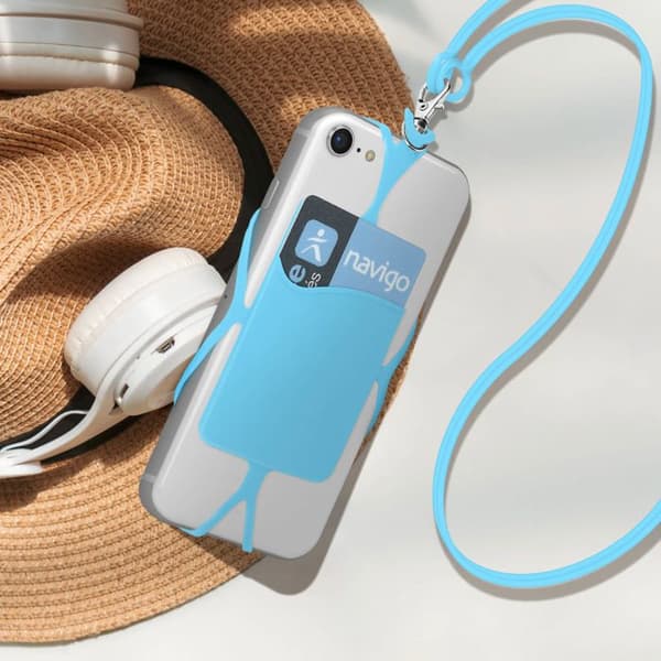 Snodd för smartphone med kortficka serie NeckPouch ljusblå