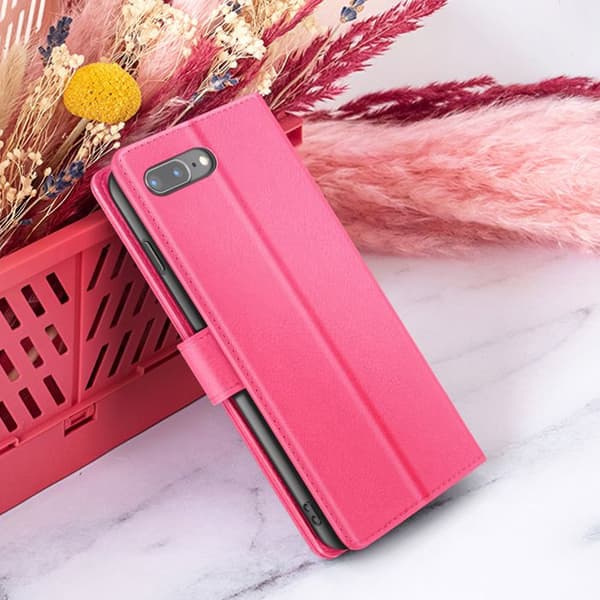 Plånboksfodral - ZANAÉ - iPhone 8 Plus / 7 Plus - Fuchsia - Antiglid - Videostöd Ros