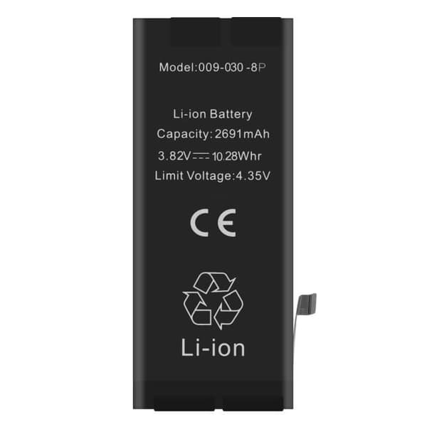 Intern batteri - AVIZAR - iPhone 8 Plus - 2691mAh - Indbygget TI-chip - Sort Svart
