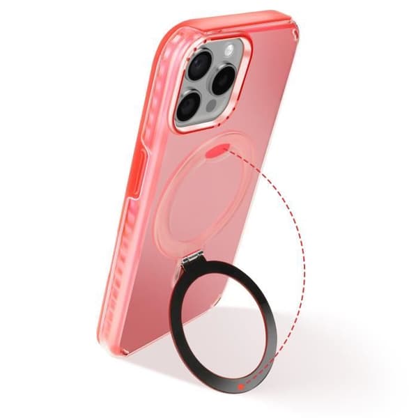 Coque MagSafe - Stötsäker - iPhone 13 Pro - Röd - Fällbart Stöd - Bimaterial Röd