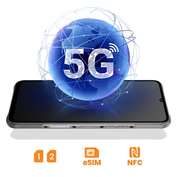 Vandtæt Elegant IP69 6000mAh Blade Va 5G Hammer Sort Mobiltelefon