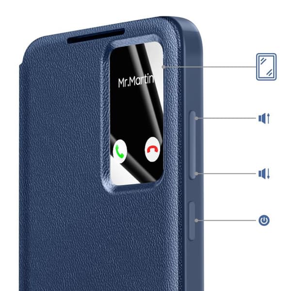 Etui til Galaxy S25 FE med Smart View vindue og kortlomme i blå Blå