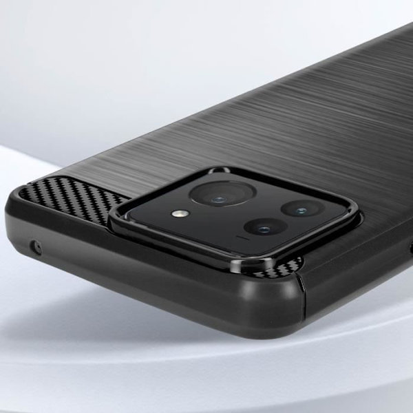 Fodral till Asus Zenfone 11 Ultra - AVIZAR - Carbon and Brushed Black Effect - Halvstyvt fodral Svart