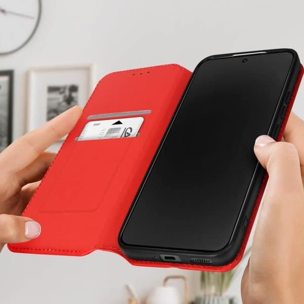 Cover til Xiaomi 13 - AVIZAR - Magnetisk klap - Videounderstøttelse - Rød Röd