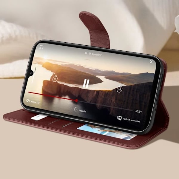 Fodral till Samsung Galaxy A16 Handledsrem Flip Wallet Stand Brun kastanj