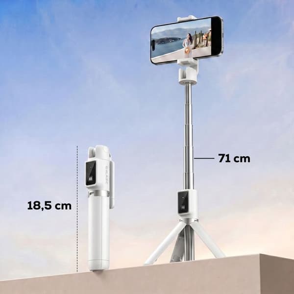 Selfie-stang med Bluetooth til smartphone, sammenklappelig 360° roterende stativ