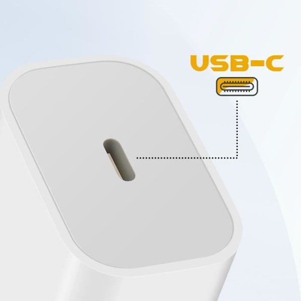 USB-C Strømadapter Power Delivery 20W Hurtigopladning Kompakt Format Inkax Hvid Vit