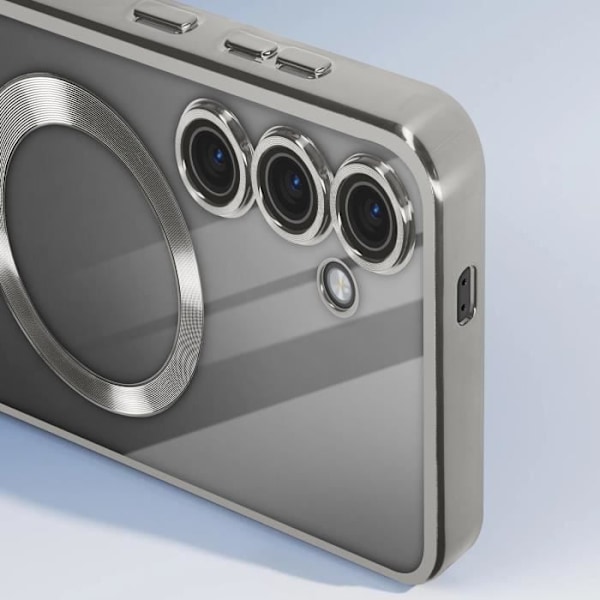 Fodral till Samsung S24 - AVIZAR - MagSafe - Silikon - Silver krom kontur Grå
