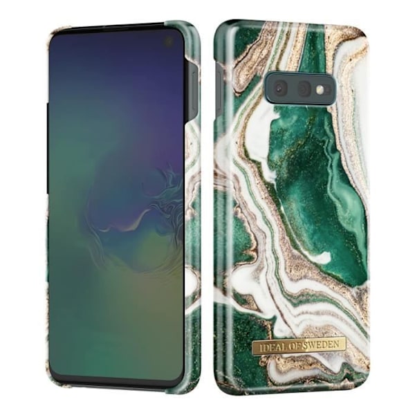 Taske til Samsung S10e Marbled Luxury Ultra Thin Golden Jade Marble iDeal of Sweden Mørkegrøn