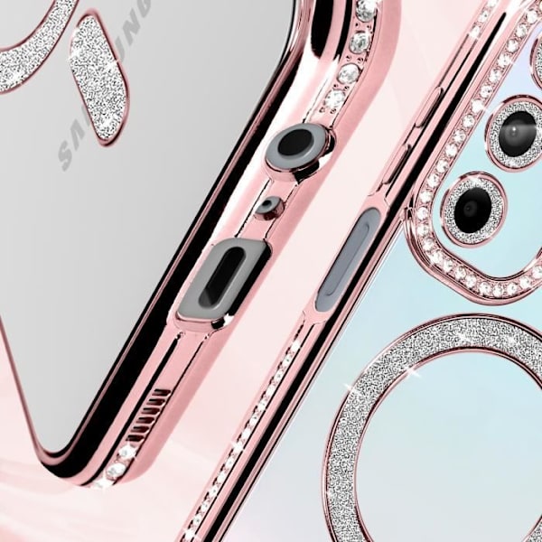 Timanttikotelo Samsung Galaxy A15 MagSafe Contour tekojalokivi vaaleanpunaiselle samppanjalle Rosa