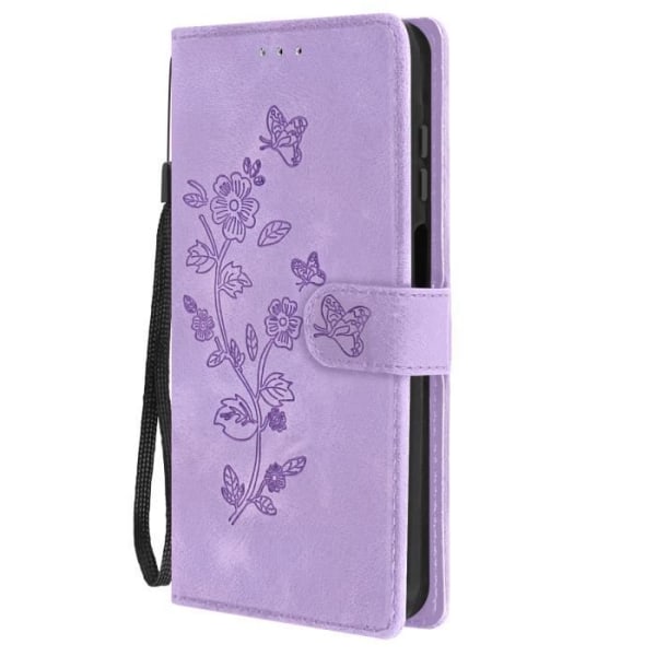 Fodral för Samsung Galaxy A15 5G Flower Wallet med handledsrem Lavendel