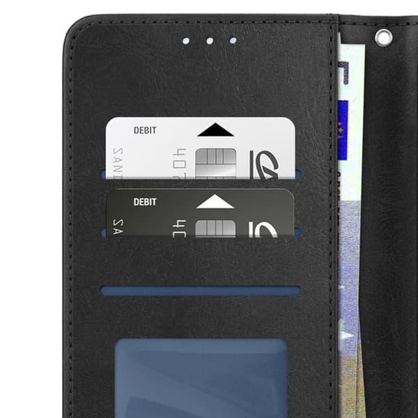 Klassisk Folio Etui til Oppo A6 Pro med Støttefunktion Sort Svart