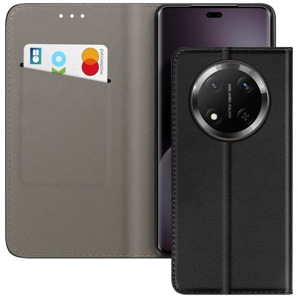Smartphone etui - Honor - Magic 7 Lite - Vegansk læder - Video stand - Sort Svart