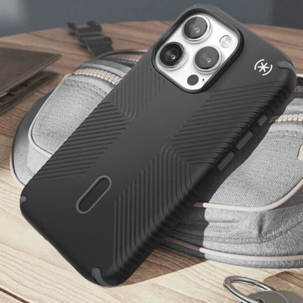 Skal till iPhone 15 Pro Max - SPECK - Presidio2 Grip Clicklock - Svart - Anti-dropp 3,9 m - Återvunnet material Svart