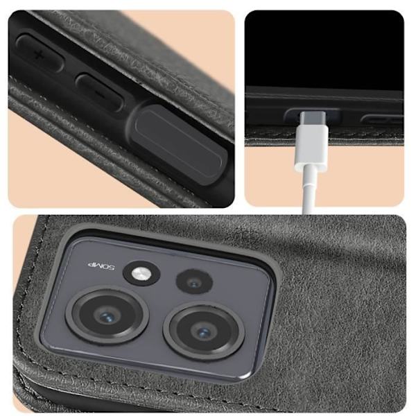 Etui til Xiaomi Redmi Note 12 4G - AVIZAR - Chesterfield-serien - Grå - Flap - Videounderstøttelse Grå