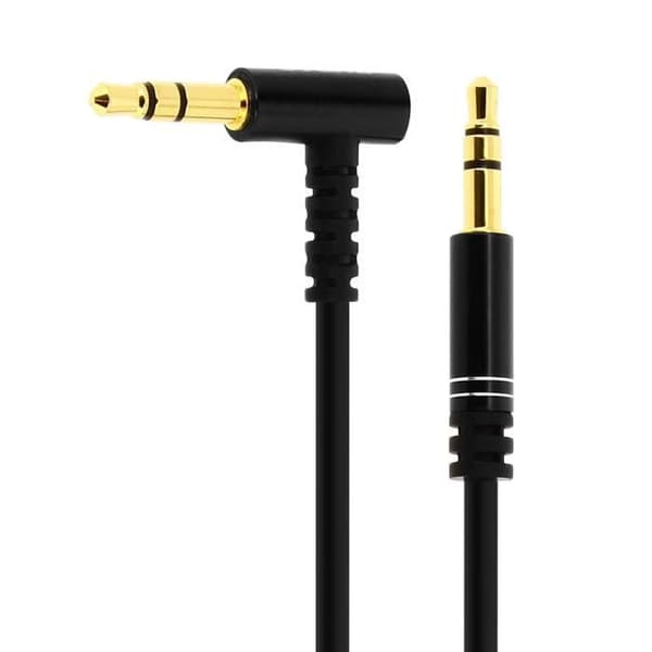 Audio Jack-kabel 3,5 mm - Sort - Han-Han - 90° vinklet stik - 1m - Optimal lydkvalitet