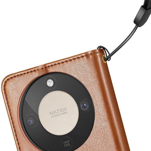 Folio Wallet Case til Honor Magic 8 Lite med Håndledsrem og Kortholder i Brun brun