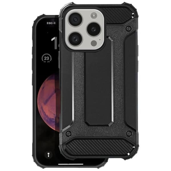 Cover til telefon - AVIZAR - iPhone 16 Pro Max - Stødabsorberende 1.8m - Forstærket silikone - Sort Svart