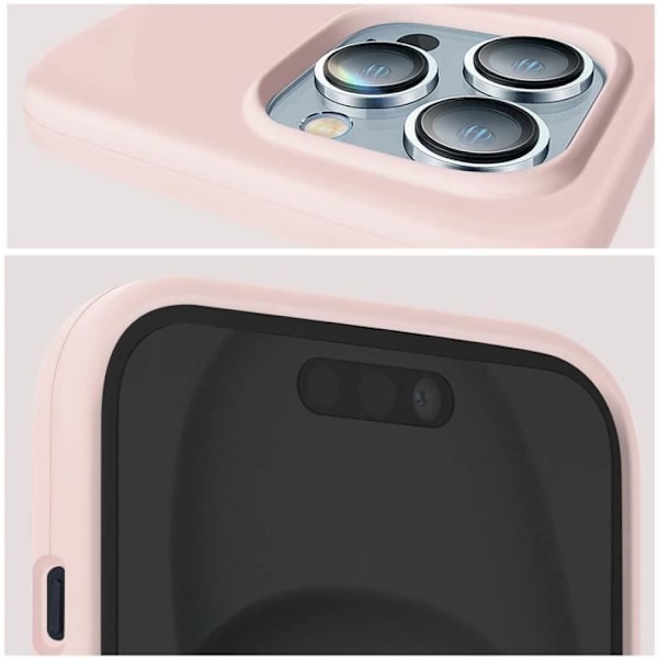 Kotelo iPhone 15 Prolle - MOXIE - Puolijäykkä - Mikrokuituinen sisäpuoli - Puuterivaaleanpunainen Rosa
