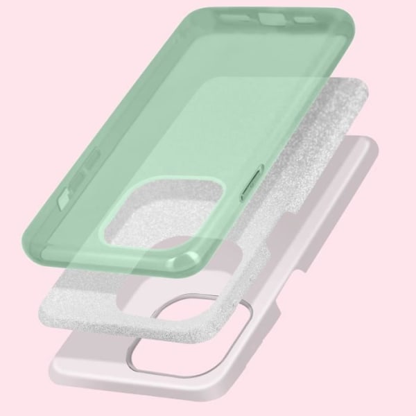 iPhone 14 Pro Avtagbart Glitter Halvstyvt silikonfodral Grönt Grön