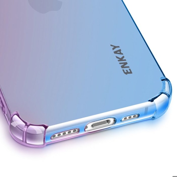 Coque Silikone - Enkay - iPhone 16e - Stødabsorberende - Blå Gradient - Airbag Drop Beskyttelse Blå