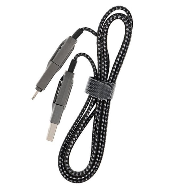 Multikabel - LinQ - 100W - USB-C og Lightning - Flettet design - Antiknuder Svart