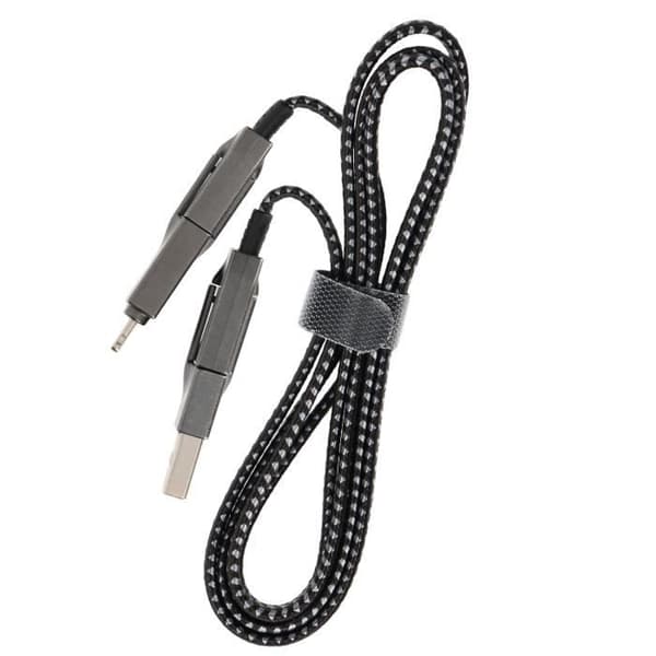 Multikontakts kabel - LinQ - 100W - USB-C och Lightning - Flätad design - Anti-knoppar