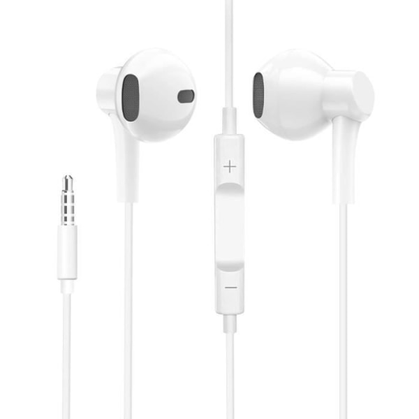 Pack laddare USB-C 20W - MÄRKE - Hörlurar Jack 3.5mm - Snabbladdning - Fjärrkontroll - Inbyggd mikrofon Vit