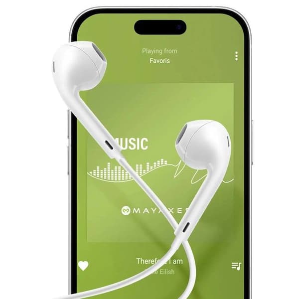 Hovedtelefoner - MAYAXESS - iPhone 17 - USB-C - Indbygget mikrofon - Hvid Vit