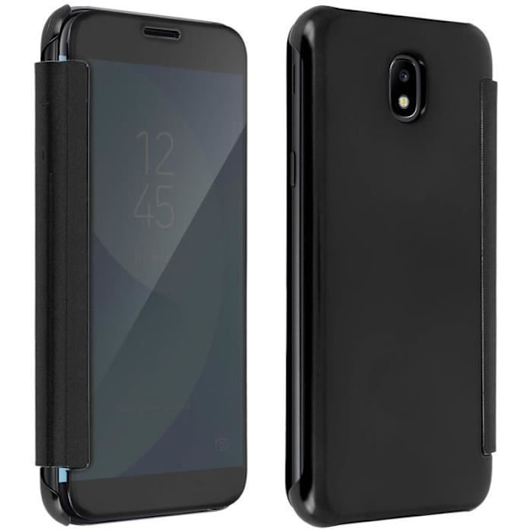 Etui - AVIZAR - Galaxy J3 2017 - Folio Cover - Gennemsigtig - Spejleffekt - Sort Svart