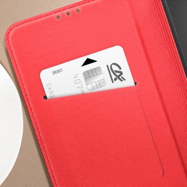 Fodral för Samsung Galaxy A25 5G Korthållare i äkta läder Röd
