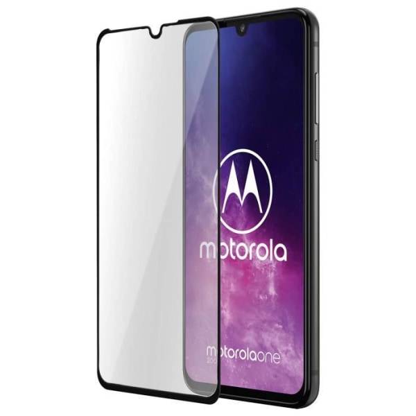 Motorola One Zoom -näyttökalvo karkaistu lasi 9H sormenjälkiä estävä läpinäkyvä musta muoto musta