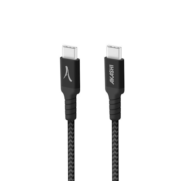USB-C til USB-C-kabel 60W Opladningssynkronisering Økodesign 1,5 m Akashi Black