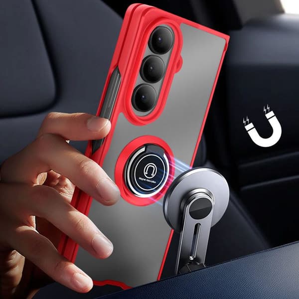 Cover til Samsung Galaxy Z Fold 7 Foldable med Rød Magnetring Röd