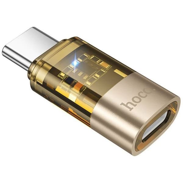 USB-C til Lightning adapter - HOCO - UA36D - Gennemsigtig guld - Kompatibel med Apple - Plastik Transparent guld