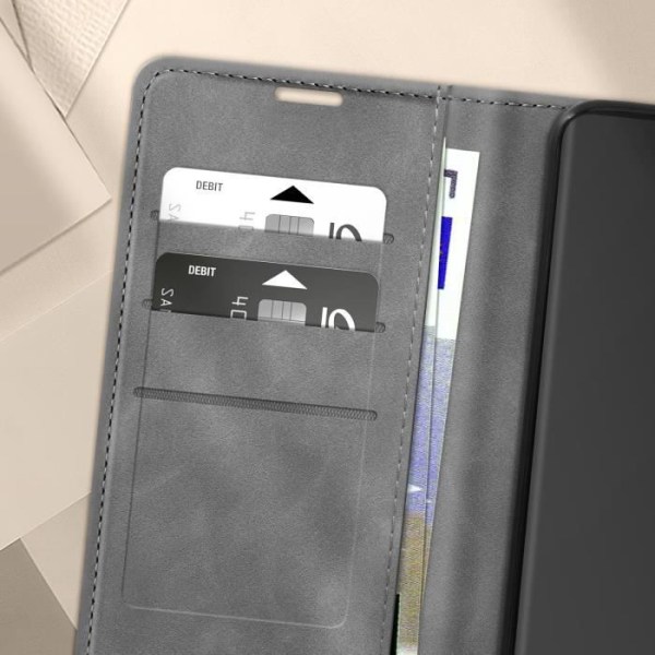 Fodral för Redmi Note 13 Pro Plus Wallet Support Video Soft Cover Grå