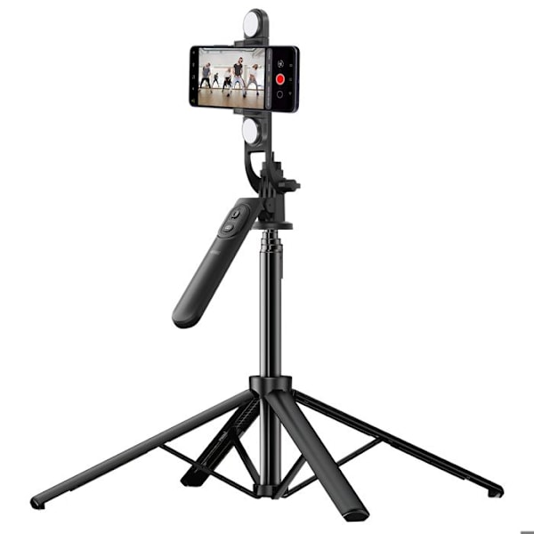 Selfie Stativ til smartphones Dobbelt LED 360° roterende wiwu Sort