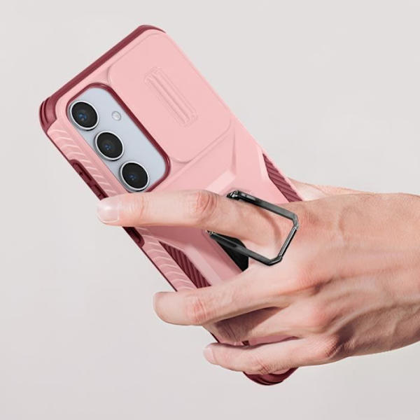 Taske til Samsung Galaxy S24 - AVIZAR - Ring Support Camera Cover - Fuchsia Rosa